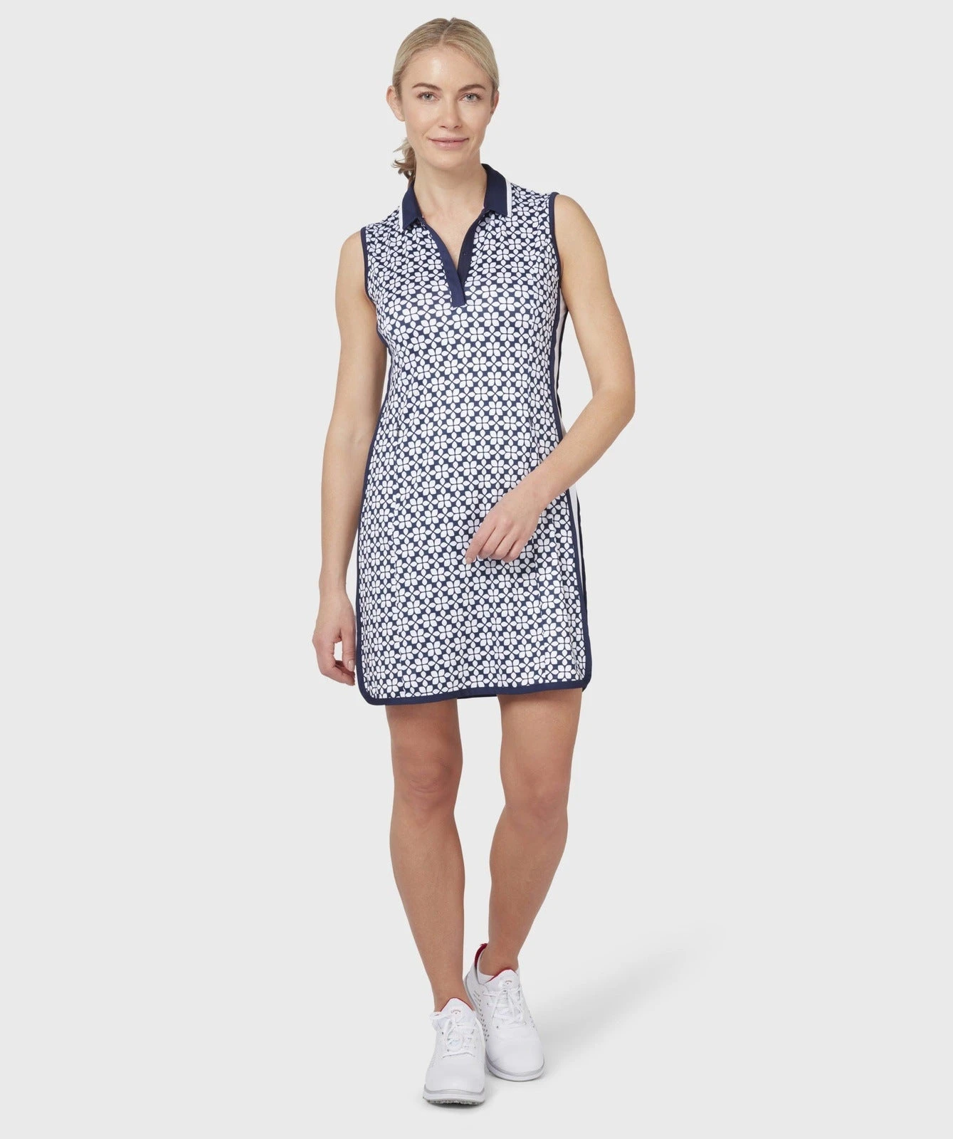 Callaway Ladies Geo Printed S/L Golf Polo Dress CGDKC014 3 Callaway Ladies Geo Printed S/L Golf Polo Dress CGDKC014 - Image 3