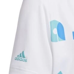 Adidas Junior Graphic Print Golf Polo Shirt HC0250 -Golf Clothing Shop HC0250 4 APPAREL Photography DetailView1 white