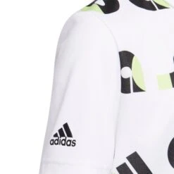 Adidas Junior Graphic Print Golf Polo Shirt HC0251 -Golf Clothing Shop HC0251 4 APPAREL Photography DetailView1 white