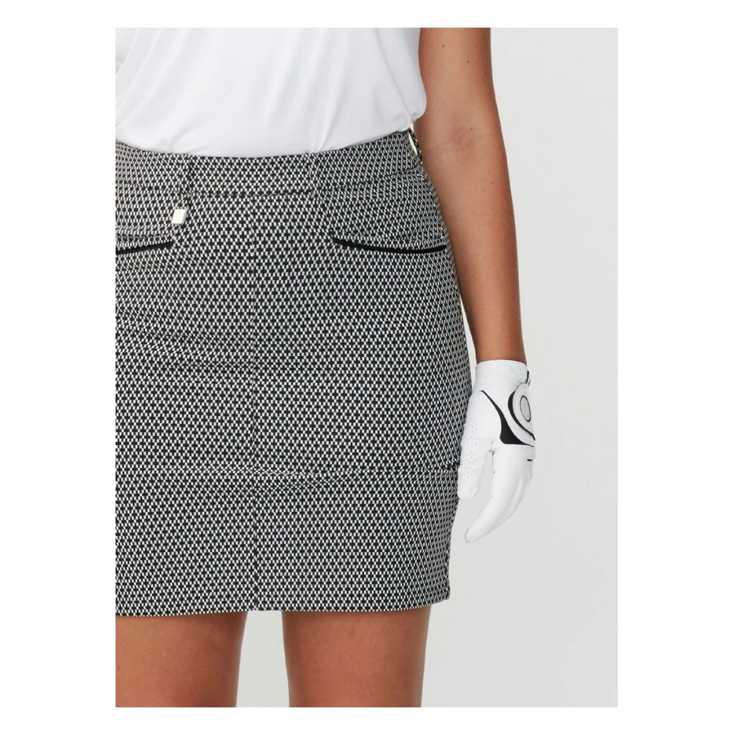 Rohnisch Ladies Smooth Golf Skort 110183 Black/white/check 3 Rohnisch Ladies Smooth Golf Skort 110183 Black/white/check - Image 3